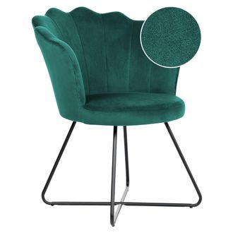 Beliani Beliani - Sill&oacute;n De Terciopelo Verde Esmeralda Negro Respaldo Concha Sin Reposabrazos Lovelock