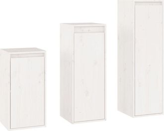 vidaXL TV Cabinets 3 pcs White Solid Wood Pine vidaXL