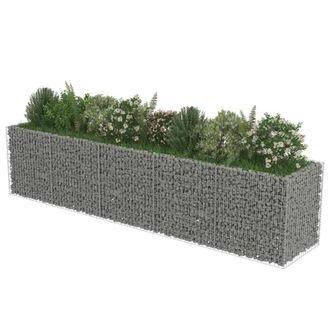 Berkfield Home Durable Gabion Raised Bed Galvanised Steel 450x90x100 cm in Silver | Size: 450 x 90 x 100 cm