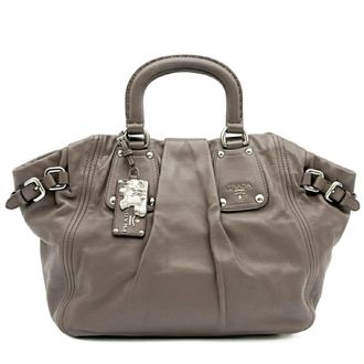 Prada Dark Gray Grayish Leather Tote Bag (Pre-Owned)