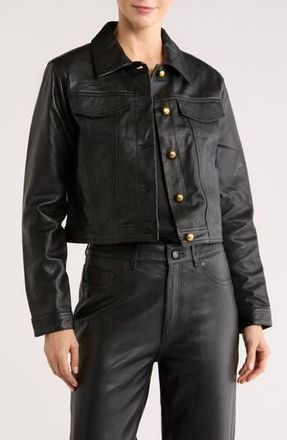 DL1961 Vika Leather Jacket in Obsidian at Nordstrom Rack, Size Small