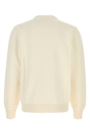 Gucci Mens Ivory Cotton Blend Sweater White Exterior: Wool Maglieria