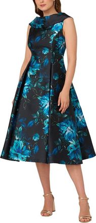 Adrianna Papell Printed Jacquard Midi Dress