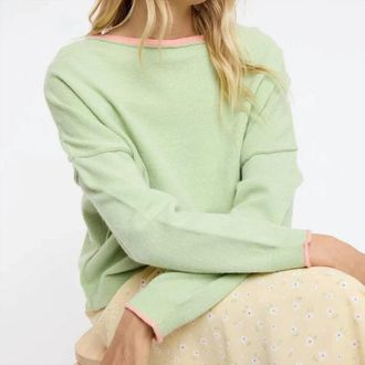 Wishlist Brushed Contrast Boat Neck Sweater In Matcha Melon