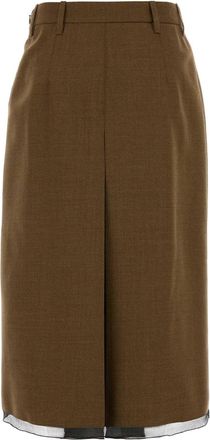 Prada Womens Brown Wool Skirt Tabacco Gonne