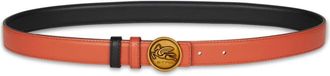 Etro Pegaso-plaque reversible belt - women - Calf Leather - 80 - Orange