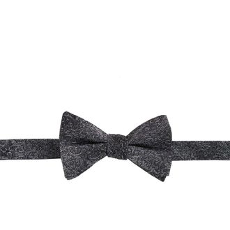 Trafalgar Store Esteban Scrolling Vines Tone on Ton Patterned Silk Self Tie Bow Tie in Silver And Black at Nordstrom