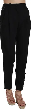 Dolce & Gabbana Black Button Pleated Tapered Trouser Womens Pants