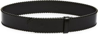 Khaite Theo Whipstitched Leather Belt in Black at Nordstrom, Size 100