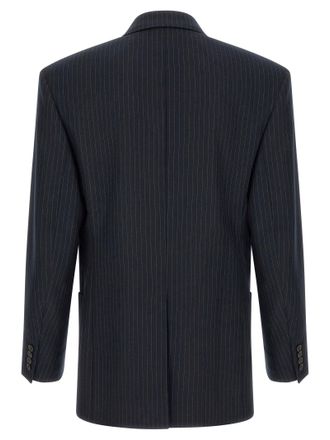 Saint Laurent Pinstriped Virgin Wool Blazer - Navy
