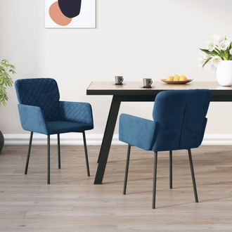 vidaXL Sillas De Comedor 2 Unidades Terciopelo Azul Vidaxl
