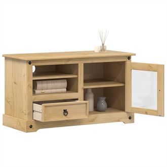 Berkfield Home TV Cabinet Corona 100x45x58 cm Solid Wood Pine in Brown | Size: 100 x 45 x 58 cm
