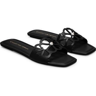 Stuart Weitzman Jasmine Cutout Slide Sandal in Black at Nordstrom Rack, Size 6.5