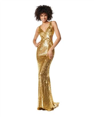Sherri Hill Sequin Sleeveless Gown In Gold