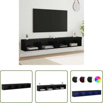 vidaXL Mobile TV - Set mobile TV con led Rovere Nero Legno multistrato