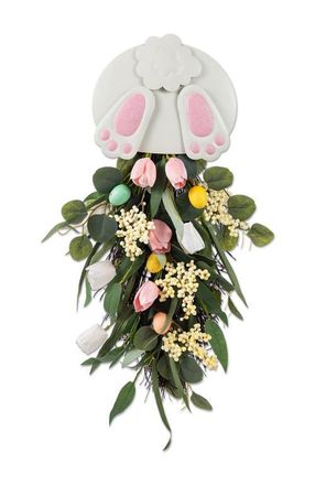 Glitzhome 26H Easter Metal Bunny & Tulip Teardrop Wall Decor in White at Nordstrom, Size Medium