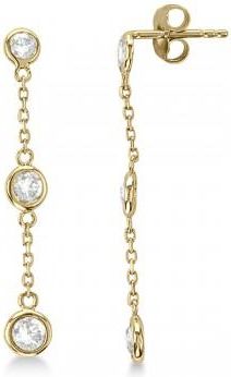 Allurez Diamond Drop Earrings Bezel-Set Dangles 14k Yellow Gold (0.33ct)