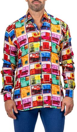 Maceoo Fibonacci Marthyr 0299 Contemporary Fit Button-Up Shirt in Red at Nordstrom, Size 3