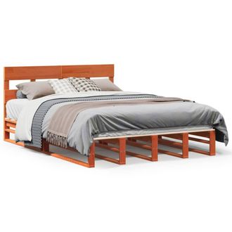 Berkfield Home Bed Frame without Mattress Wax Brown 120x200 cm Solid Wood Pine | Size: Small Double
