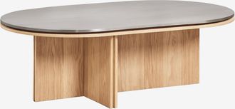 Sklum Mesa De Centro Ovalada 120x70 Cm En Chapa De Roble Y Acero Inoxidable Lindina Sklum