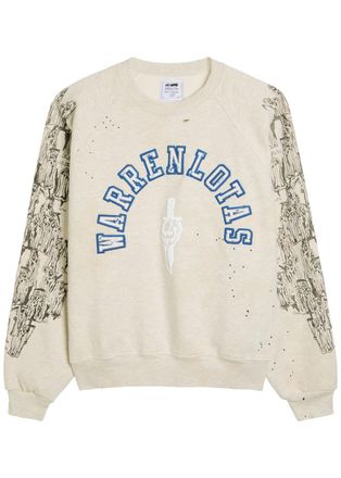 Warren Lotas Distressed Applique Logo Cotton-blend Sweatshirt - Off White - XL
