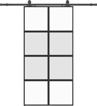 vidaXL Puerta Corredera Herrajes Negro 102,5x205 Cm Vidrio Templado Vidaxl