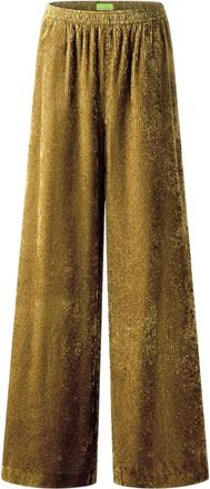 Shanghai Tang Pantaloni a gamba ampia in velluto - Oro