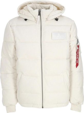 Alpha Industries Puffer Cord Jet Stream Jacket - Heren - Winterjassen - Wit - S - Katoen - Jassen