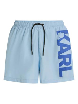 Karl Lagerfeld logo-print swim shorts - men - Polyester - S - Blue