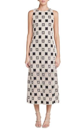 English Factory Crochet Patchwork Sleeveless Maxi Dress in Ivory/black at Nordstrom, Size X-Small