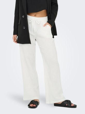 Jacqueline de Yong Schlupfhose JDY JDYTHEIS LIFE WIDE PANT WVN NOOS, Damen, Gr. XL (42), L&auml;nge 32, weiss (cloud dancer), Web, Obermaterial: 100% Baumwolle, unifarben, re