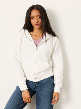Fat Face FatFace Flora White Zip Through Hoodie