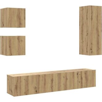 vidaXL Vidaxl - Mueble Para Tv De Pared Madera Contrachapada Artesanal 5 Piezas