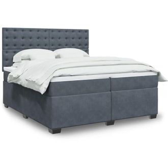 vidaXL Cama Box Spring Con Colch&oacute;n Terciopelo Gris Oscuro 200x200 Cm Vidaxl