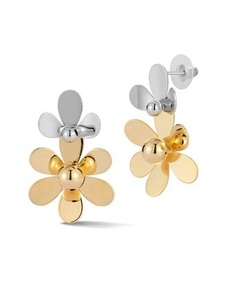 Glaze Jewelry Plated Two-Tone Flower Drop Earrings