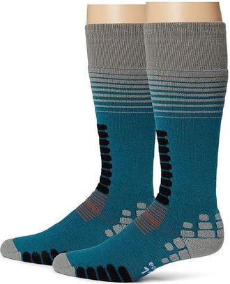 eurosock Ski Zone 2-Pack Crew Cut Socks Unisex Teal Over the Calf BUU576