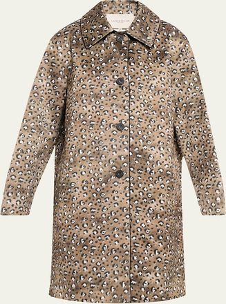 Lafayette 148 New York Leopard-Print Straight Twill Coat