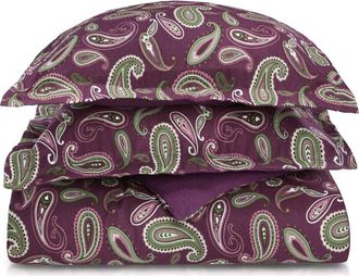 Superior Cotton Flannel Paisley Duvet Set in Purple at Nordstrom Rack, Size King/california King