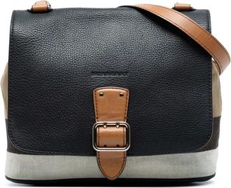 Burberry 2021-2025 Mega Check Shellwood crossbodytas van canvas en bewerkt kalfsleer - Zwart