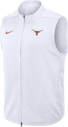 Nike Texas Primetime Victory Nike Mens Therma-FIT College Full-Zip Vest in White | 03OJ10ATXE-3VN