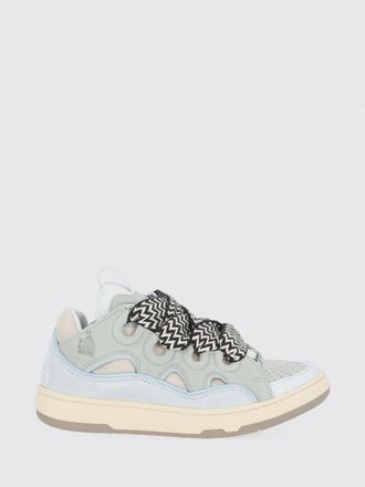 Lanvin Suede and Mesh Curb Sneakers