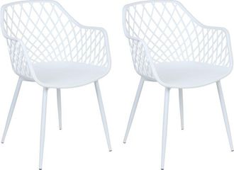 Beliani Set of 2 Dining Chairs Synthetic Seat Metal Legs White Nashua ii