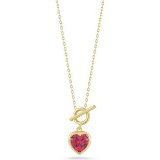 Sphera Milano Cubic Zirconia Heart Toggle Pendant Necklace in Gold/Red at Nordstrom Rack