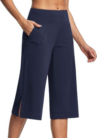 Generic Womens 9 Long Swim Board Shorts with Pockets High Waisted Knee Length Beach Swimming Shorts with Liner (Navy, XL)