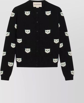 Valentino cat pattern long sleeve cardigan