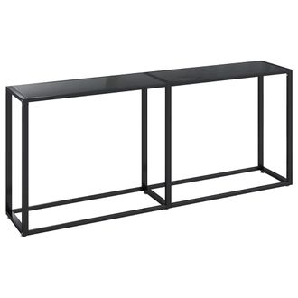 vidaXL Mesa Consola Vidrio Templado Negro 180x35x75,5 Cm Vidaxl