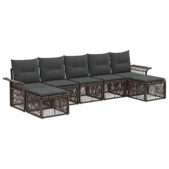 vidaXL Conjunto De Sof&aacute;s De Jard&iacute;n 7 Pcs Gris Rat&aacute;n Sint&eacute;tico Vidaxl