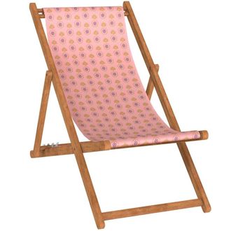 Vent de Boh&egrave;me Silla plegable de haya con estampado de pi&ntilde;as rosa