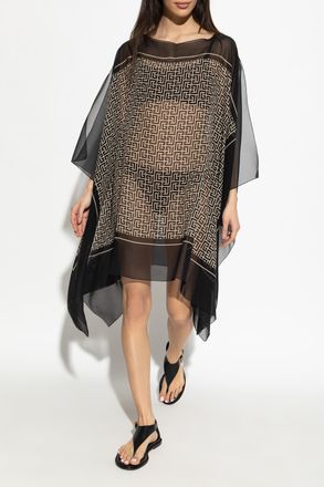 Balmain Silk Poncho, Womens, Black