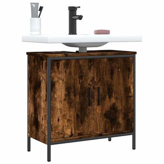 vidaXL Armario Lavabo Ba&ntilde;o Madera Ingenier&iacute;a Roble Ahumado 60x30x60 Cm Vidaxl